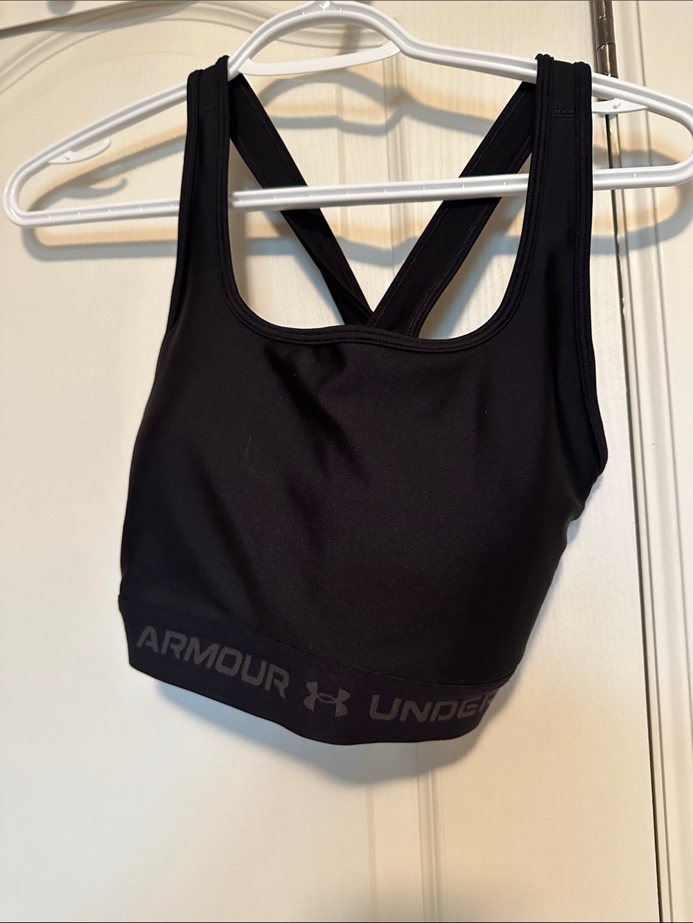 Under Armour Black Crossback Sports Bra with Branded Band